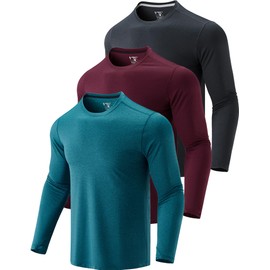 3 Pack: Men's Dry Fit Long Sleeve T Shirts, Lightweight Athletic Performance Tops with Thumb Holes Hiking (Set 5, X-Large)
