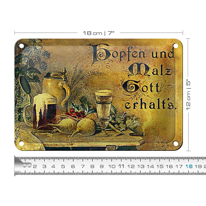 Vintage Blechschild | Hopfen und Malz | Gott erhalt's |