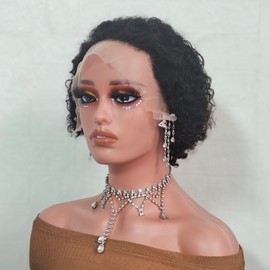 Adette 13x4 Lace Frontal Wig Water Wave Human Hair Wigs for Black Women Ear To Ear Lace Front Wigs Natral Black Color (10 Inch)