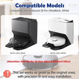 VIEWALL S8 Pro Ultra Accessories Part for Roborock S8 Pro Ultra Robot Vacuum, 1 Set Main Brush, 1 Rolling Brush, 4 HEPA Filters, 4 Side Brushes, 4 Mop Cloth Pads, 4 Dust Bags, 1 Cleaning Tool