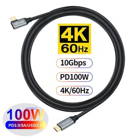 DCHAV 3ft 90 Degree USB C Cable 100W Fast Charging 4K Video Output 10Gbps Data Transfer 3.1 Gen 2 PD 20V 5A Nylon Braided Type C to Type C Monitor Cord Charge Phone Tablet Laptop Computer