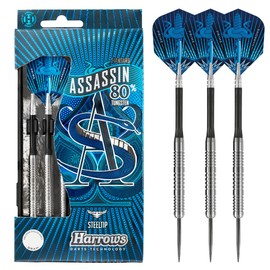 Harrows Assassin Tungsten Pro Darts | Steel Tip Darts set with carry case | All Weights| Includes Alamo Shafts, 100 Micron Prime Flights and Travel Case (22g)