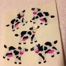 Sandylion 1 SHEET (3 SQS) SANDYLION STICKERS GLITTER COWS RARE VINTAGE 15 PCS