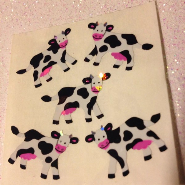 Sandylion 1 SHEET (3 SQS) SANDYLION STICKERS GLITTER COWS RARE