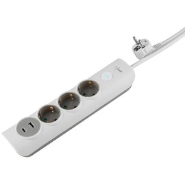 revolt Wall Power Strip: 3-Way Power Strip with USB-A and -C, On/Off Switch, 3,680 Watt (Power Strip for Wall Mounting, Table Mounting)