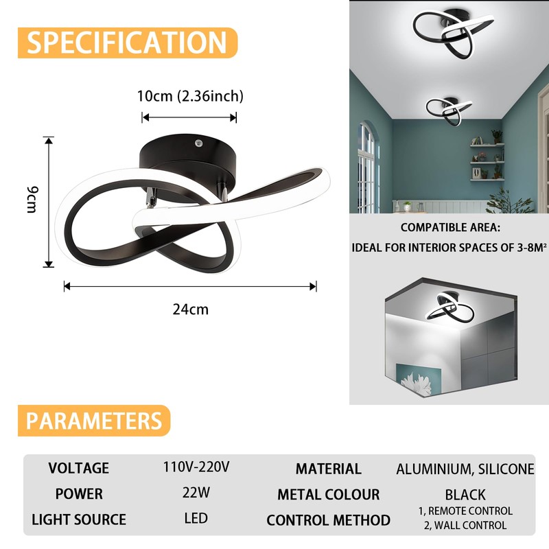 EIDISUNY LED Ceiling Light Dimmable, Modern LED Ceiling Lamp with