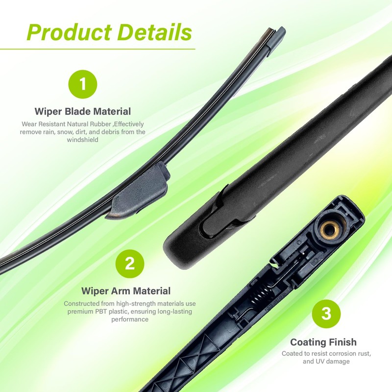 LKK Rear Windshield Wiper Arm Blade Assembly Kit Compatible with
