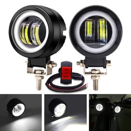 Motorcycle Squid Ring LED Fog Light, Squid Ring, DC12V-24V, 20W, Universal LED Work Light, Work Light, Bike Auxiliary Light, Front Light, Waterproof, 6000K High Brightness, Round Shape, Set, 2 Pieces
