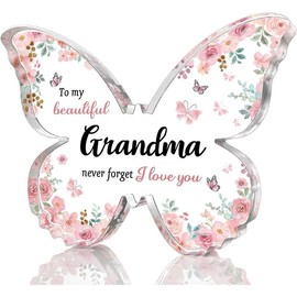 Gifts for Mom, Delicate Mom Birthday Gifts from Daughter, Son - Acrylic Butterfly Engraved Plaque 3.9 * 3.0 * 0.4 inch, Mom Christmas Gifts, Cool Gifts for Moms Birthday, Moms Birthday Gift Ideas - Style: Grandma Gifts