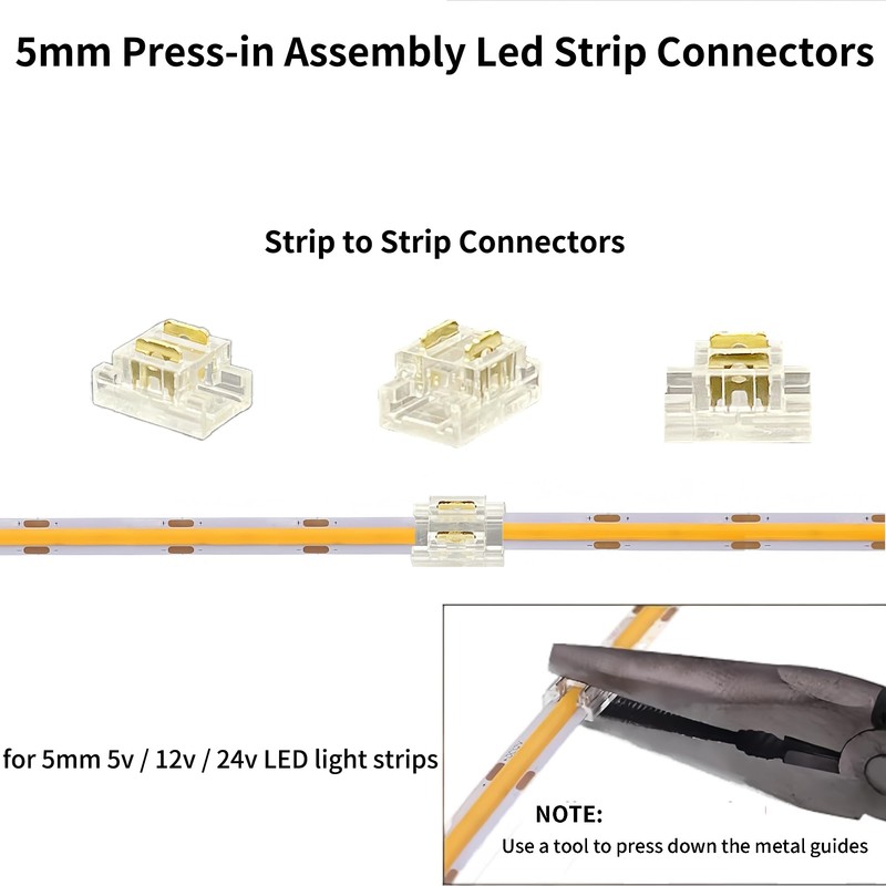Clearhill 5mm 2 Pin 20 Light Strip Connector, Press-In Assembly,