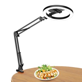 Bialeire 10" Overhead Ring Light with Phone Mount, Upgraded 360° Ring Light with Stand, 3 Color Modes for Video Recording, TikTok, YouTube, Cooking & Zoom, Camera, Universal for iPhone/Android