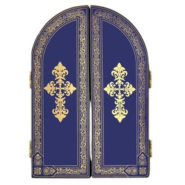 Needzo Resurrection of Christ with Saint Seraphim Angels Triptych, Religious Wooden Home Decor, 5.5 x 4 Inches