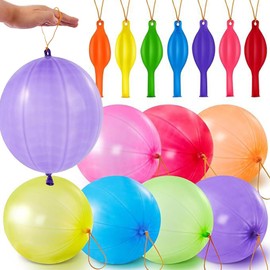 50Pcs Punch Balloons, Rainbow Punching Balloons, Party Favors for Kids, Balloons for Kids, Balloons Assorted Colors with Rubber Band Handle for Birthday Party Favors, Goodie Bags Stuffers