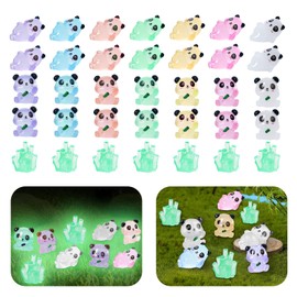 EliphonTowne 35pcs Luminous Mini Resin Pandas - Mini Resin Animals Glow in the Dark Pandas Miniature Animals Mini Resin Figures for Creative DIY, Home Decor, and Garden Landscaping Decorations