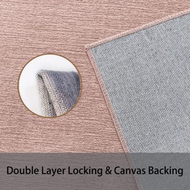 Ceneco Short Pile Rug, Pink Rug Bedroom, Non-Slip Rug Living Room, Soft Chenille Washable Rugs, Thin Rug Children's Room, Office, Lounge Area Rug (Pink, 60 x 90 cm)