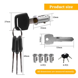 MIPIACE Pack of 4 Roof Rack Security Lock Cores Roof Box Lock with 4 Keys 1 Control Key Lock Parts for Roof Racks Lock Cylinder for Roof Boxes Cross Bars