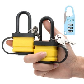Heavy Duty Waterproof Padlock - Ideal for Home, Garden Shed, Outdoor, Garage, Gate Security, 40 mm, Pack of 2 (Send Luggage Lock) (2 Packs) (Yellow)