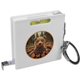 'Smiling Bear Cub' Keyring Tape Measure/Spirit Level Tool (KM00041708)