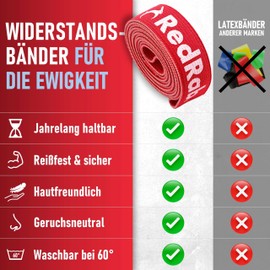 RED RAB Fitness bands individually or in a set with sustainable wooden handles, resistance bands, strength training, resistance bands, pull up band, pull-up band, pull-up bands, terra band, training