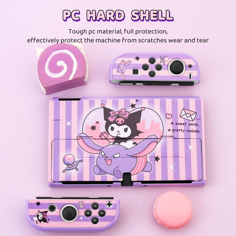 HYPERCASE Cute Switch OLED Carrying Bag Purple Bunny for Console&Accessories,