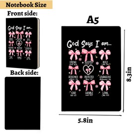 Bow Bible Verse Hard Shell Journal Notebook, Bible Verse Gifts for Women, College Ruled Notebook, Inspirational Hardcover Notebooks, Journals for Writing Note Taking 200 Sheets (5.8 x 8.3) Black