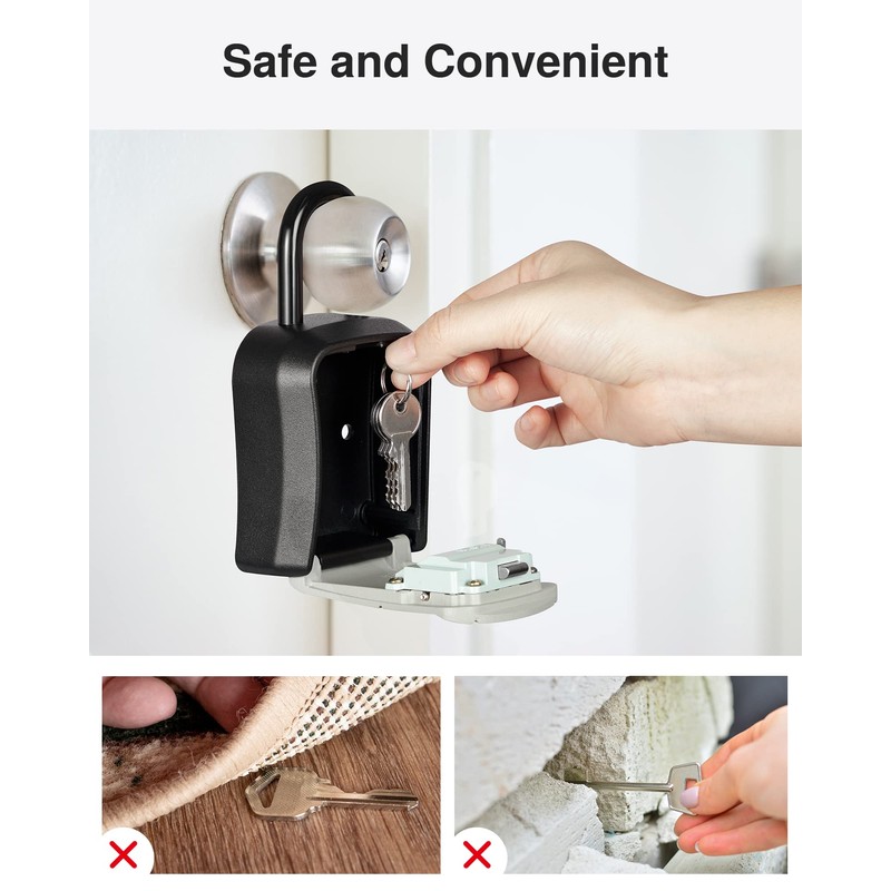 Puroma Key Lock Box, Portable Combination Lockbox Wall-Mounted Key Storage
