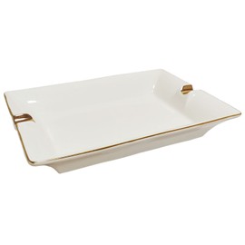 Ceramic Ashtray, Square European Ash Tray Creative Personality Ashtrays Indoor Outdoor Use for Living Room Coffee Home Office Table (Color : White, Size : L)