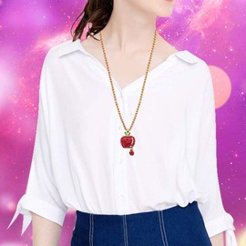 Uloveido Women Hot Pink Bling Crystal Rhinestone 3D Apple Pendant Sweater Chain Long Necklace Christmas Decoration Presents Ideas for Women YS856