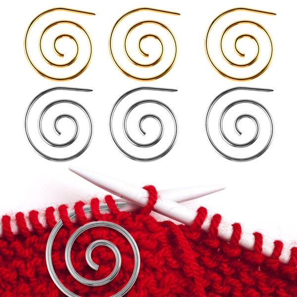 6Pcs Spiral Cable Knitting Needle, Cable Needles for Knitting, Metal
