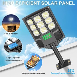 Mutois Solar Street Lights Outdoor, 12000LM LED Solar Street Lights with Remote Control, Motion Sensor Light, Commercial Light for Outside, Yard, Garage, Barn, Driveway