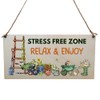 Second Ave Funny Garden Stress Free Zone Wooden Hanging Gift