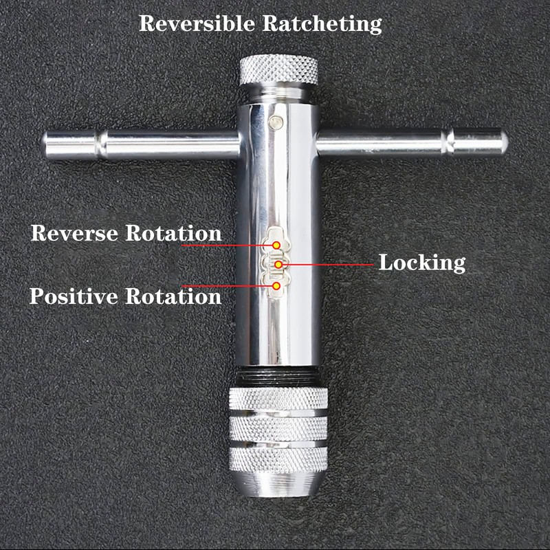 QISF Adjustable Ratchet Tap Wrench，T-Handle Threading Wrench for Metric M5-M12