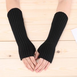 CHIC DIARY 2 Pairs Arm Warmers Short Fingerless Gloves Winter Arm Sleeves for Women Knit Wrist Warmers with Thumb Hole