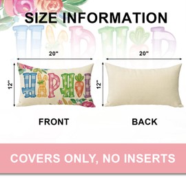 Ussap Hip Hop Easter Lumbar Decorative Throw Pillow Cover 12 x 20, Bunny Rabbit Carrot Colorful Rectangle Cushion Case Decor, Spring Rose Flowers Farmhouse Home Decoration for Sofa Couch