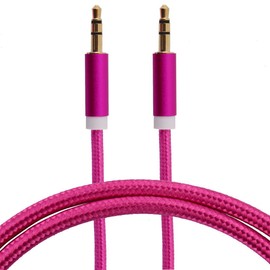 Aux Cable 3.5mm, Mini jack to Mini jack Nylon Braided Headphone Aux to Aux cord Leads for Car, Stereo jack Cables Compatible with Earphone Car Speaker Amp Soundbar TV PC Laptop MP3 Player (Pink.)