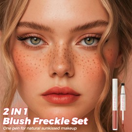 Erinde Freckle Blush Pen, 2 in 1 Liquid Freckle Stamp & Liquid Blush for Cheeks, Long Lasting Waterproof Faux Freckles Stamp Tattoo, Fake Freckles Stain for Natural Sunkissed Makeup, 04