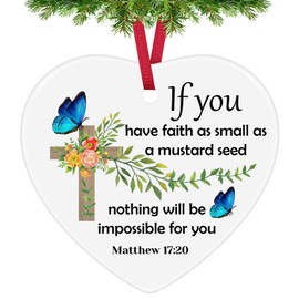 Religious Christian Gift Christmas Ornaments Christian Gifts for Women Men Motivational Gift Faith Ceramic Ornament Christmas Easter First Communion Gift Inspirational Gifts Ceramic Heart Keepsake