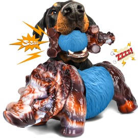 DBF Dog Chew Toys for Aggressive Chewers - Wild Boar Indestructible Dog Squeak Toy with Bacon Flavor, Durable Heavy Duty Dog Toys, Tough Nylon Dog Bones Toys for for Large Medium Breed(Blue)