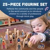 Constructive Playthings Wooden Community Helpers 25-Piece Wood Block Play Figurine