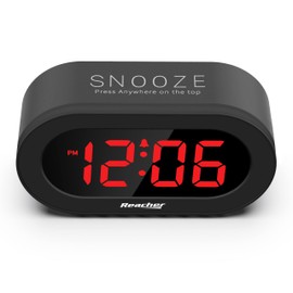 REACHER REACHER Small LED Digital Alarm Clock with Simple Operation, Full Range Brightness Dimmer, USB Phone Charger Port, Easy Snooze, Adjustable Alarm Volume, Outlet Powered for Bedrooms Bedside(Black)