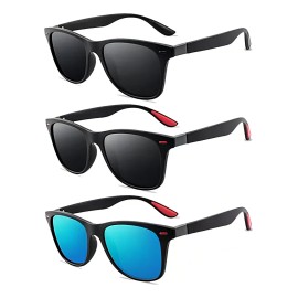 Moaihe Gafas de Sol Polarizadas UV400 Negro Cristal 3 Unidades Adultos