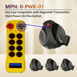 6 Pcs Remote Control Power Keycap Compatible With Magnetek Transmitter Flex 4/6/8/12EX, 4/6/8/12EX2 And 8/12EM Switch Button Cover, 0-PWK-01 Power Switch Twist knob for Industrial Radio Remote Control