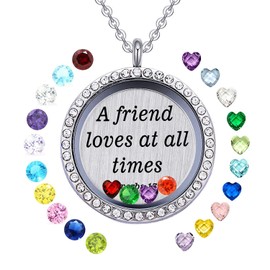 YOUFENG Floating Living Memory Birthstones Locket Necklace Christian Bible Verse Prayer Faith Religious Jewelry Gifts for Women Mom 1717