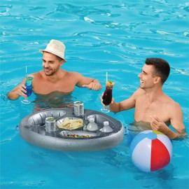 Gearplex Drink Floaties for Pool, Hot Tub Accessories for Adults | Pool Drink Holder Floats, Floating Drink Holder for Pool, Swimming Pool Accessories for Adults, Pool Drink Floats. Free Beach Ball