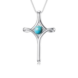 TOUPOP Sterling Silver Cross Necklace for Women 925 Sterling Silver Faith Cross Pendant Necklace with Birthstone Fashion Religious Jewelry Gifts for Women Teen Girls Friend Birthday Valentine's Day