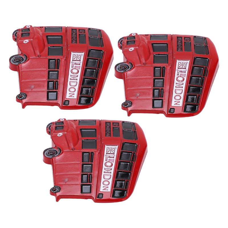 3Pcs Bus Fridge Magnet Red Bus Design Bright Colors Magnetic