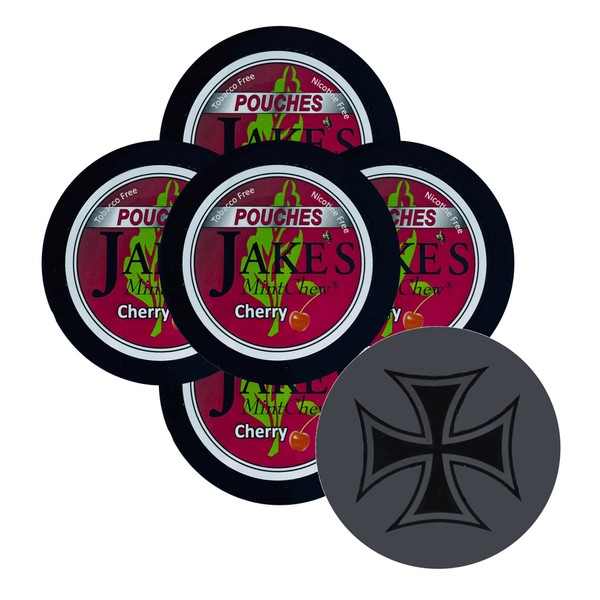 Jake's Mint Chew Cherry Pouch 5 Cans with DC Crafts Nation Skin Can Cover - Iron Cross