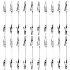 PATIKIL 20 clips de cocodrilo de doble cabeza, clip de metal largo para manguera de cocodrilo, clips fuertes para notas, notas, notas de fotos, color plateado