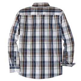 Dubinik® Mens Button Up Shirts Long Sleeve Casual Button Down Cotton Vintage Soft Plaid with Pocket