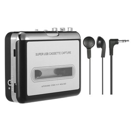 Docooler portable cassette player, cassette to MP3 / CD recorder via USB, compatible with laptops and PC, portable cassette converter Walkman tape cassettes to digital format with headphones